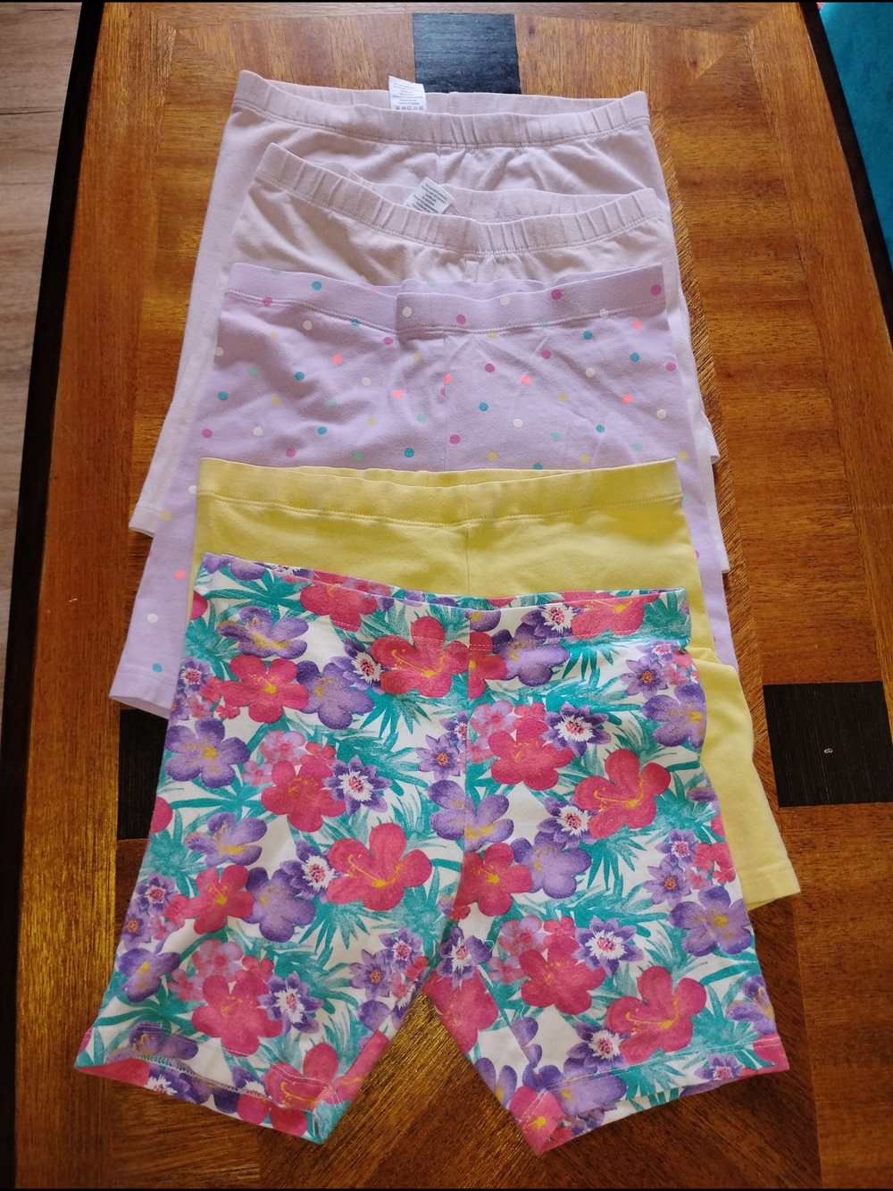 Girls' Floral & Pastel Bike Shorts 5-Pack - Pink, Yellow, Multicolor